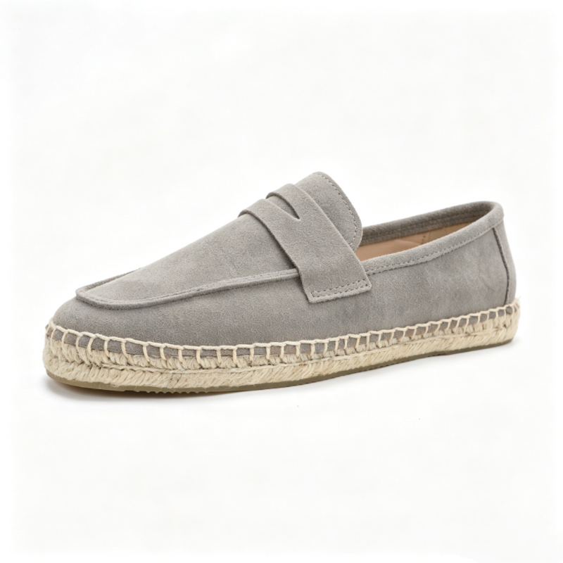 Espadrille Slip On - Unisexowe zamszowe mokasyny espadryle z jutową