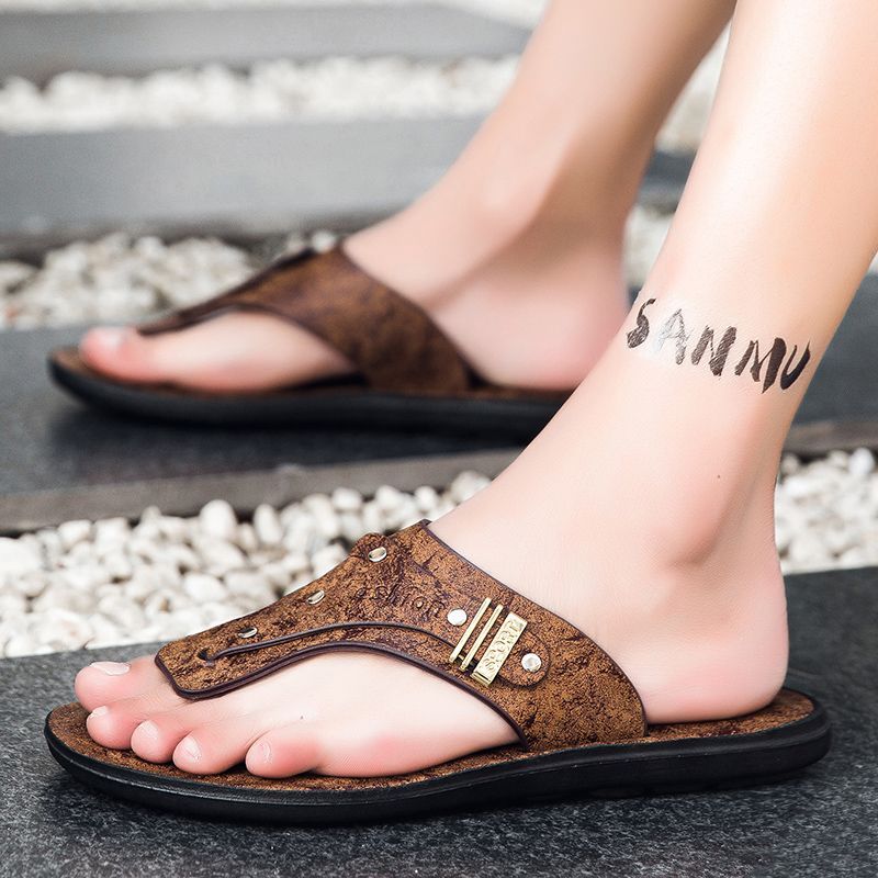 2026 Nowe męskie klapki z praw – Flip Flop Leather Men recenzja i cena