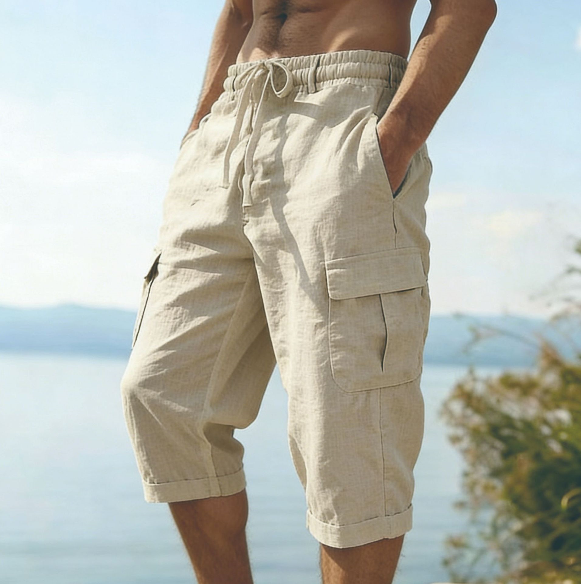 Męskie letnie szorty z bawełny – Short Linen Drawstring recenzja i cena