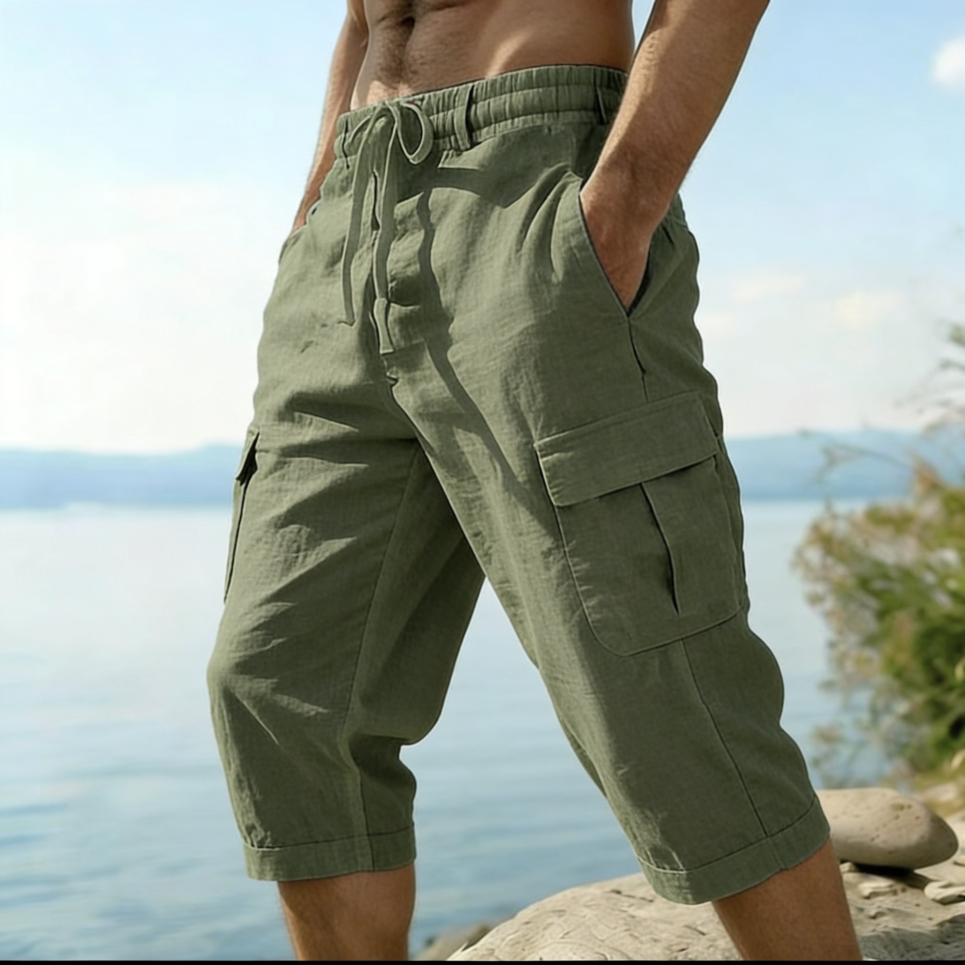 Męskie letnie szorty z bawełny – Short Linen Drawstring recenzja i cena